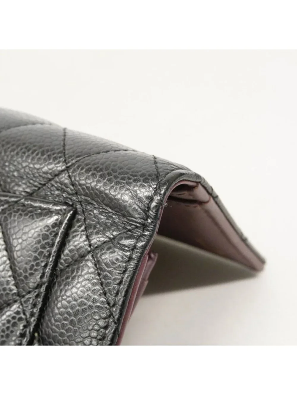 Chanel Wallet Quilted Caviar Leather Black Gold